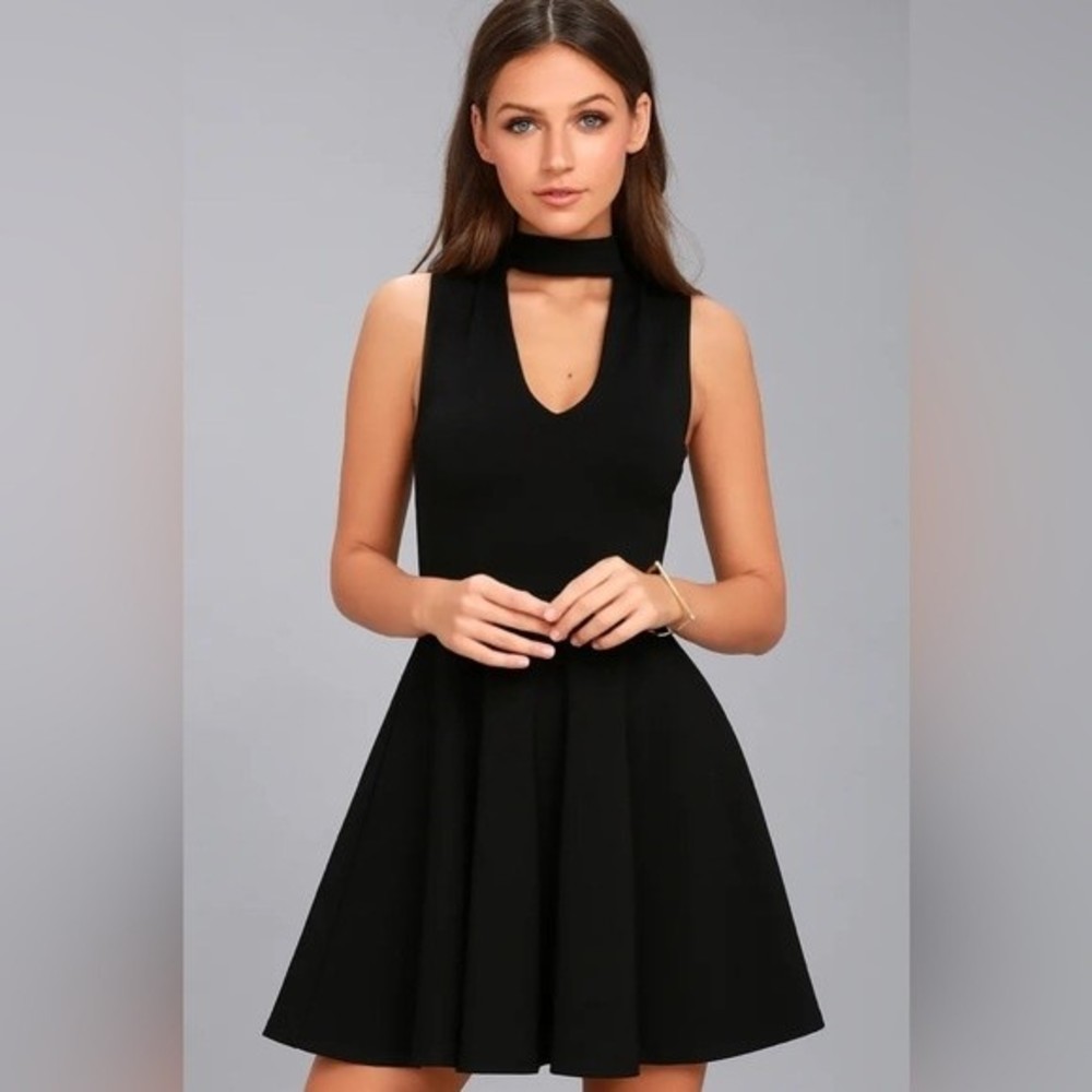 Lulus Loving You is Easy Black Skater Dress, XS